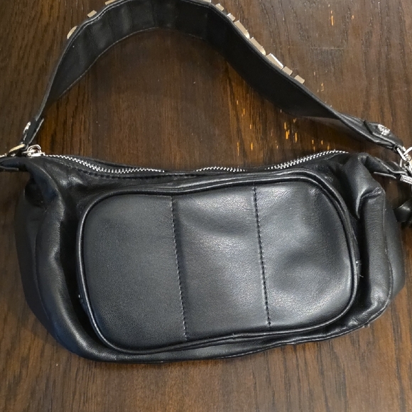 Steve Madden Black Shoulder Bag with Silver Accents - Picture 3 of 7